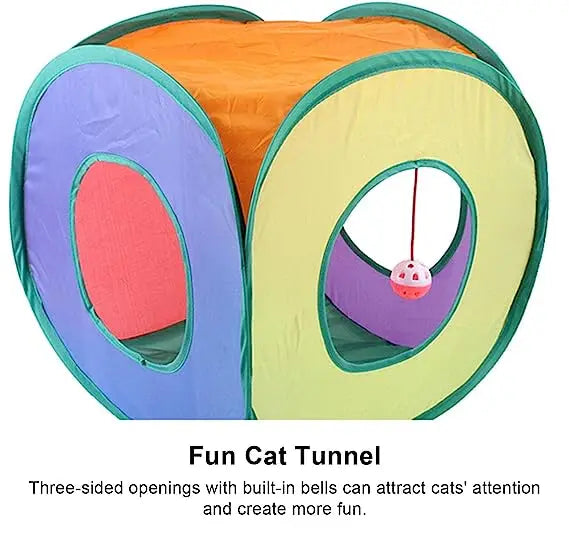 Fun Cat Tunnels Inside Foldable Cube Cat Tent Kitten Toy Tent House Interesting Pet Tunnel Toy Small Dog Playing Training