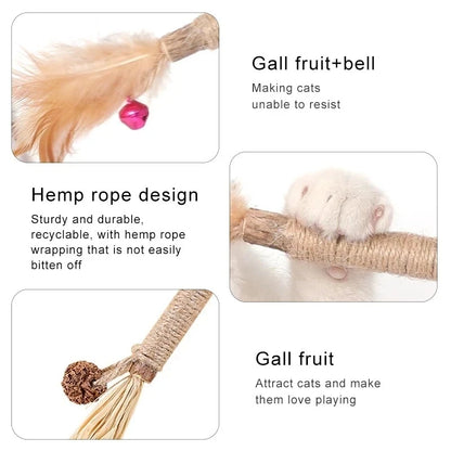 1 Pc Silvervine Chew Stick for Cats – Natural Kitty Toy with Raffia Grass and Hemp Rope for Teeth Cleaning