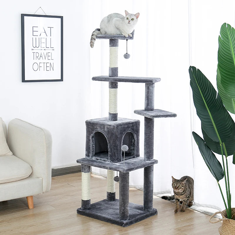 Luxury Pet Cat Tree House Condo Furniture Multi-Layer Cat Tower with Ladder Natural Sisal Scratching Post Climbing Jumping Toy