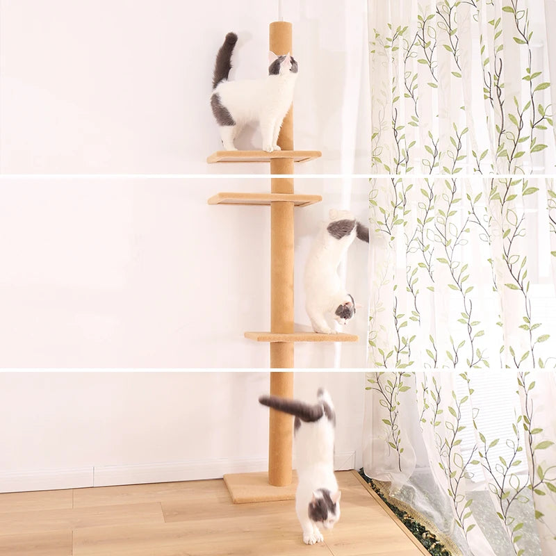 Luxury Pet Cat Tree House Condo Furniture Multi-Layer Cat Tower with Ladder Natural Sisal Scratching Post Climbing Jumping Toy