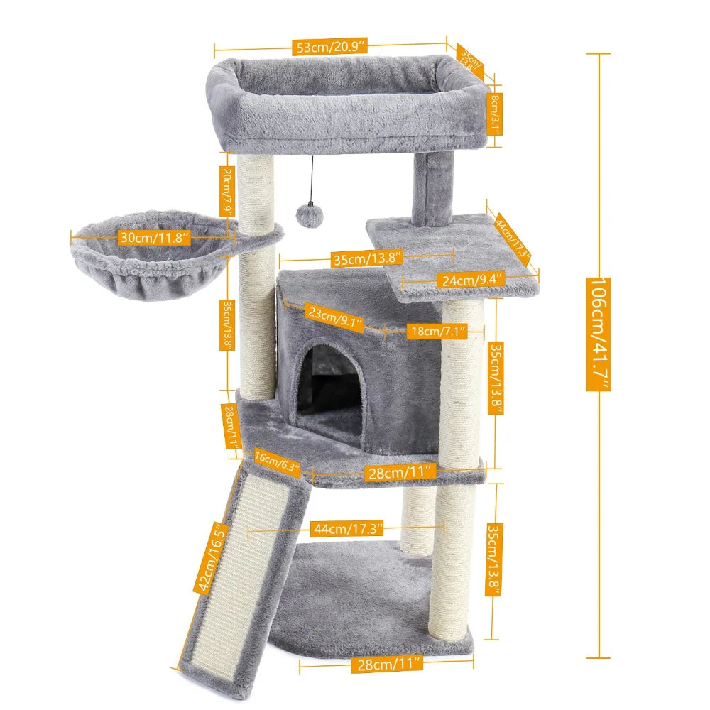 Luxury Pet Cat Tree House Condo Furniture Multi-Layer Cat Tower with Ladder Natural Sisal Scratching Post Climbing Jumping Toy