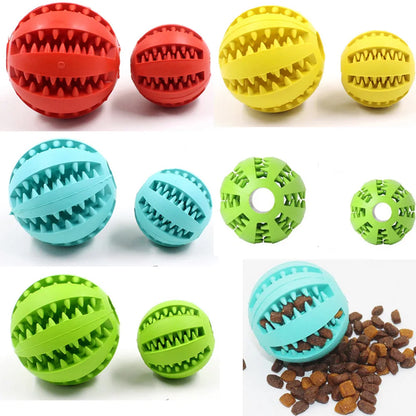 Dog Food Treat Feeder Funny Pet Interactive Rubber Ball Dogs Chew Toy Tooth Cleaning Ball Puppy Training Bite Resistant Toy Ball