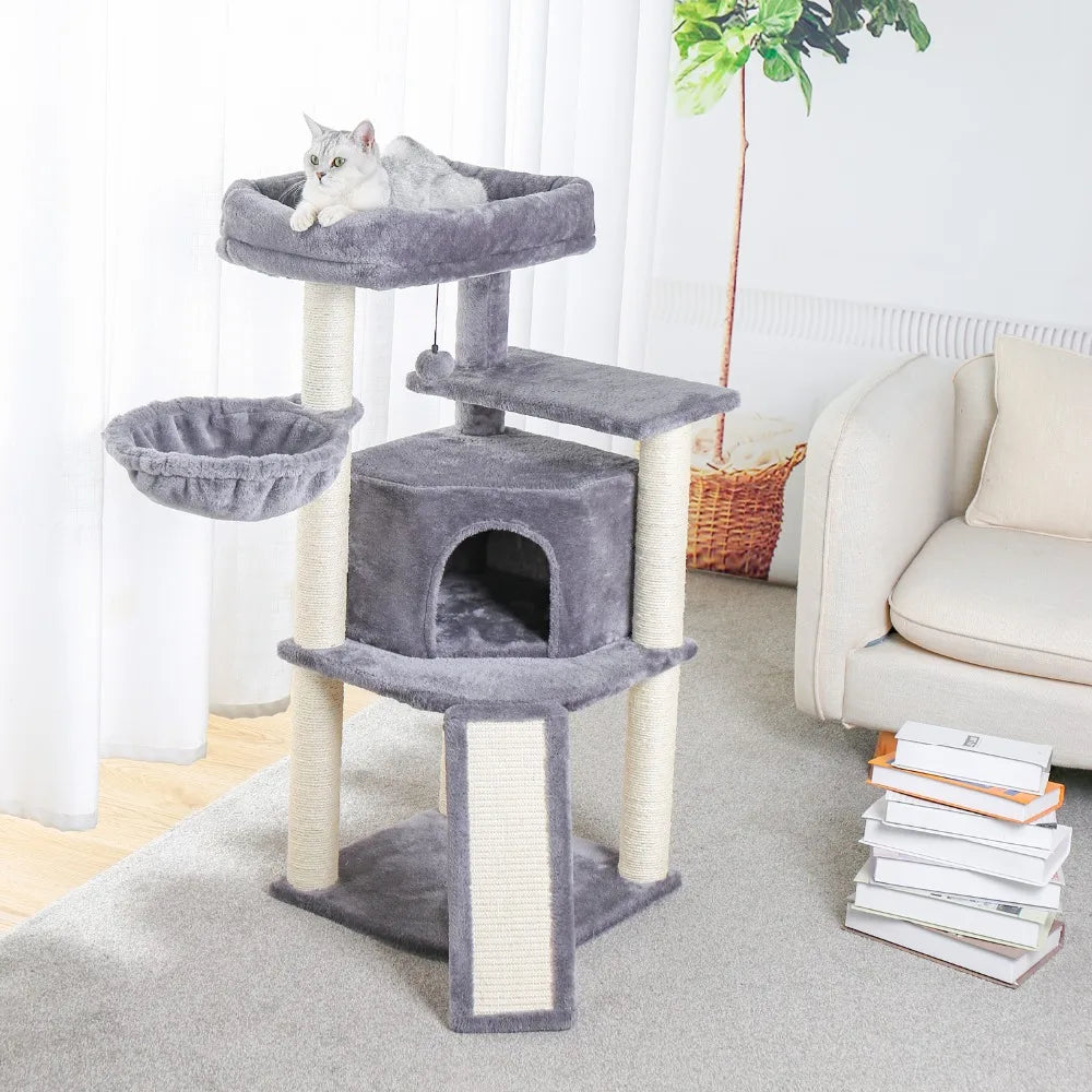 Luxury Pet Cat Tree House Condo Furniture Multi-Layer Cat Tower with Ladder Natural Sisal Scratching Post Climbing Jumping Toy