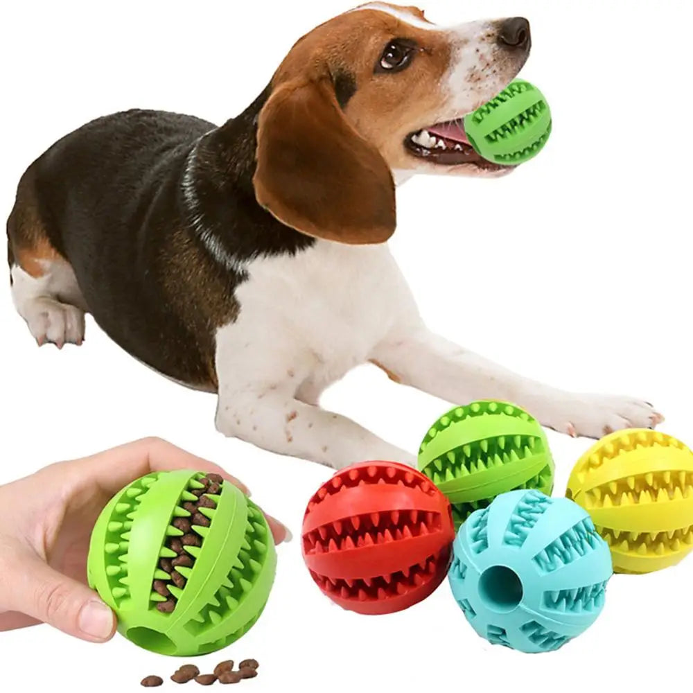 Dog Food Treat Feeder Funny Pet Interactive Rubber Ball Dogs Chew Toy Tooth Cleaning Ball Puppy Training Bite Resistant Toy Ball