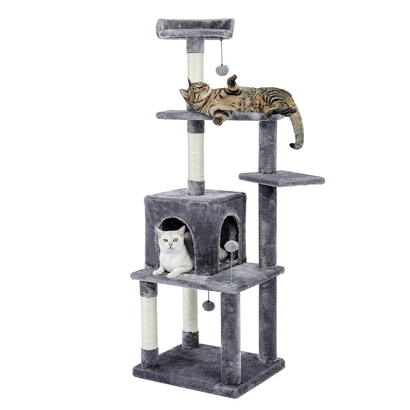 Luxury Pet Cat Tree House Condo Furniture Multi-Layer Cat Tower with Ladder Natural Sisal Scratching Post Climbing Jumping Toy