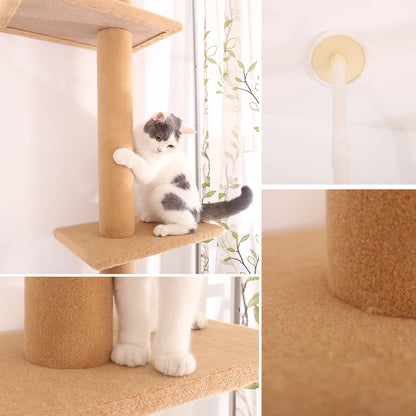 Luxury Pet Cat Tree House Condo Furniture Multi-Layer Cat Tower with Ladder Natural Sisal Scratching Post Climbing Jumping Toy