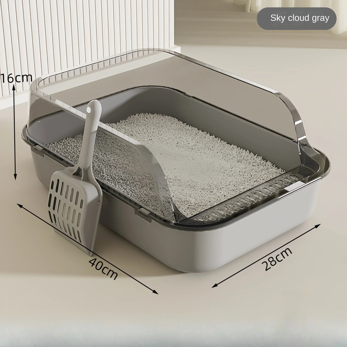 Open Cat Litter Box Can Be Pulled Closed/Semi Closed Splashproof Easy Cleaning Installation Cat Toilet Cleaning Cats Litter Pan