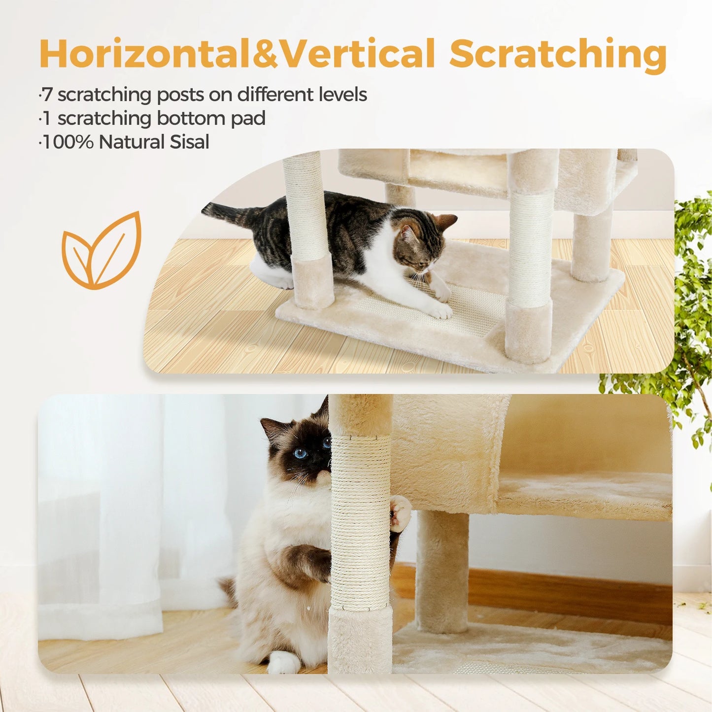 Luxury Pet Cat Tree House Condo Furniture Multi-Layer Cat Tower with Ladder Natural Sisal Scratching Post Climbing Jumping Toy