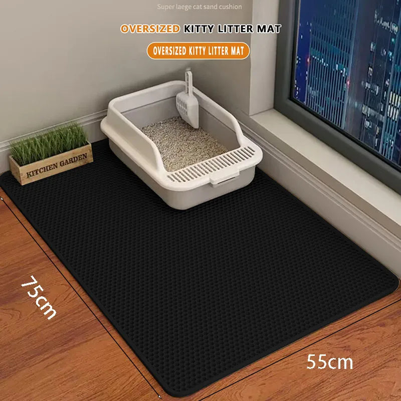 Cat Litter Mat Double Layer Waterproof Urine Proof Trapping Mat Easy to Clean Non-Slip Toilet Pad Cat Scratch Pad Large Foot Pad