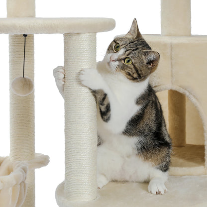 Luxury Pet Cat Tree House Condo Furniture Multi-Layer Cat Tower with Ladder Natural Sisal Scratching Post Climbing Jumping Toy