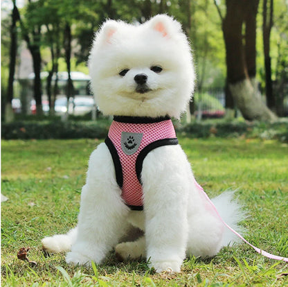 Dog Harnesses Leash Mesh Cloth Collars Puppy Breathable Reflective Anti-break Lead Dog Rope Adjustable Pet Supplies Bulldog