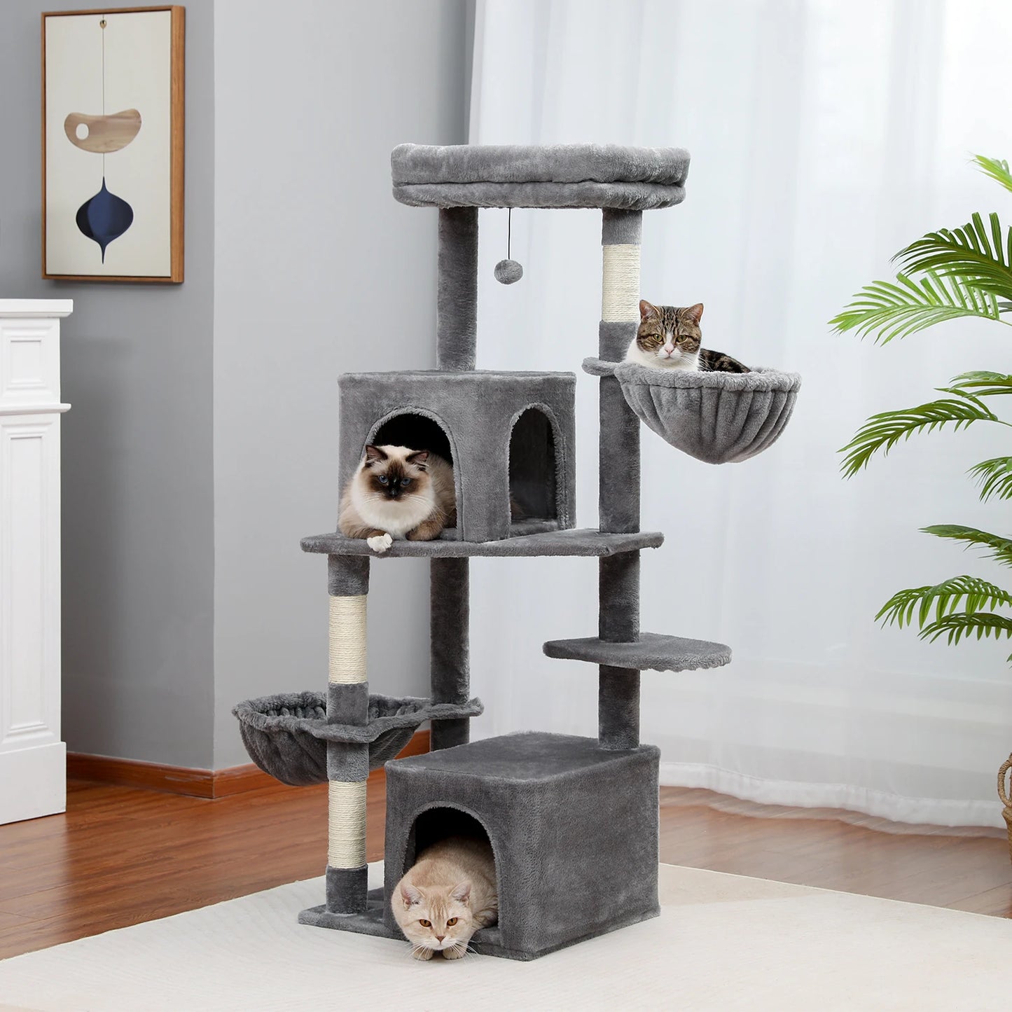 Luxury Pet Cat Tree House Condo Furniture Multi-Layer Cat Tower with Ladder Natural Sisal Scratching Post Climbing Jumping Toy