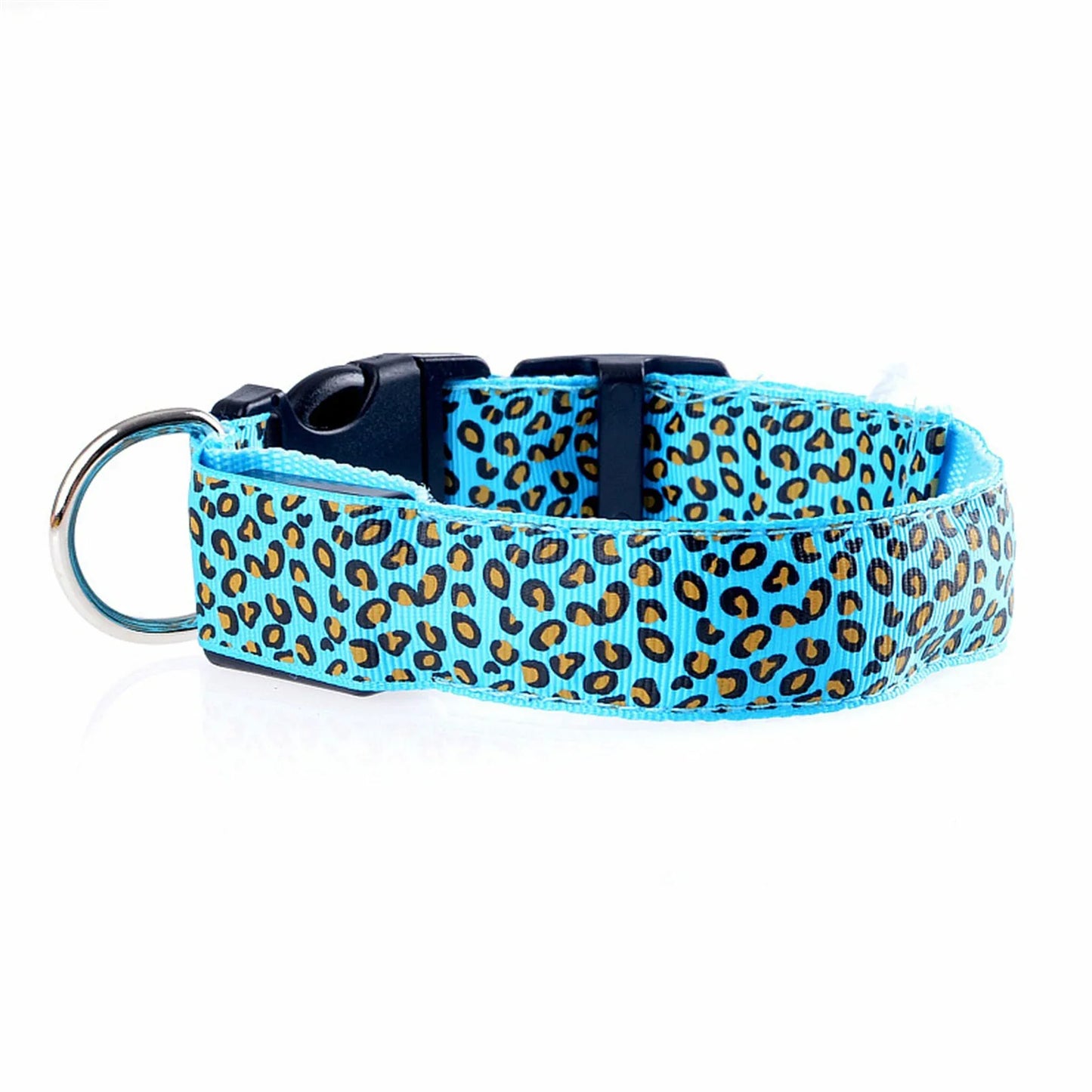 Led Luminous Pet Dog Collar Leopard Glowing Flash Puppy Collar For Night Safety Light-up Adjustable Necklace For Small Dogs