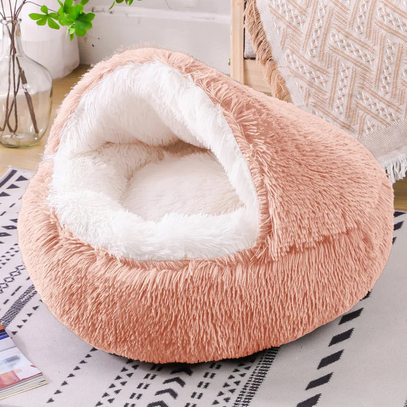 Pet Nest Warm Winter with Cover Pet Pad Anti-Kick with Quilt Dog House Semi-Closed Soft Half Bag Cat Nest, Cat Accessories Warm