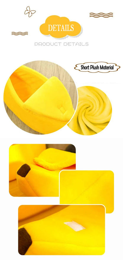 Banana Shaped Pet Bedding Comfortable Cat Nest Mat Winter Cushion Warm Soft Funny Kitten Sleeping Bag Cute Cozy Dog Accessories