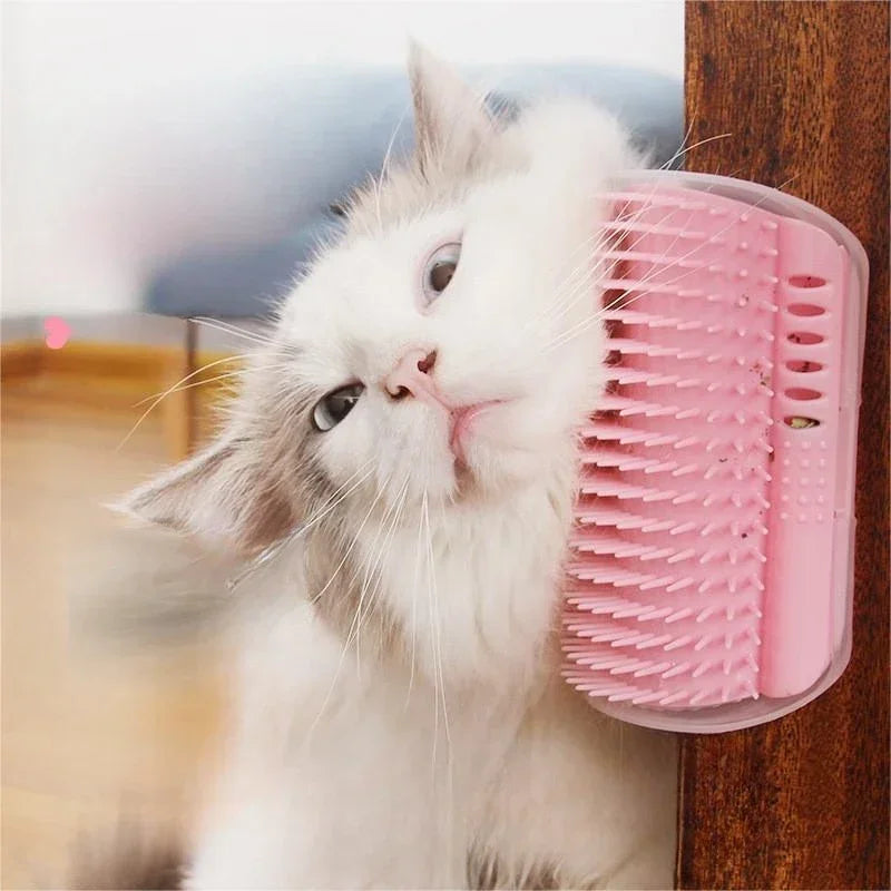 1PC Cat Self Groomer With Catnip Cats Wall Corner Massage Comb Brush Rubs The Face With A Tickling Soft Comb Pet Grooming Supply