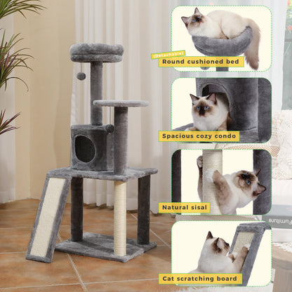 Luxury Pet Cat Tree House Condo Furniture Multi-Layer Cat Tower with Ladder Natural Sisal Scratching Post Climbing Jumping Toy