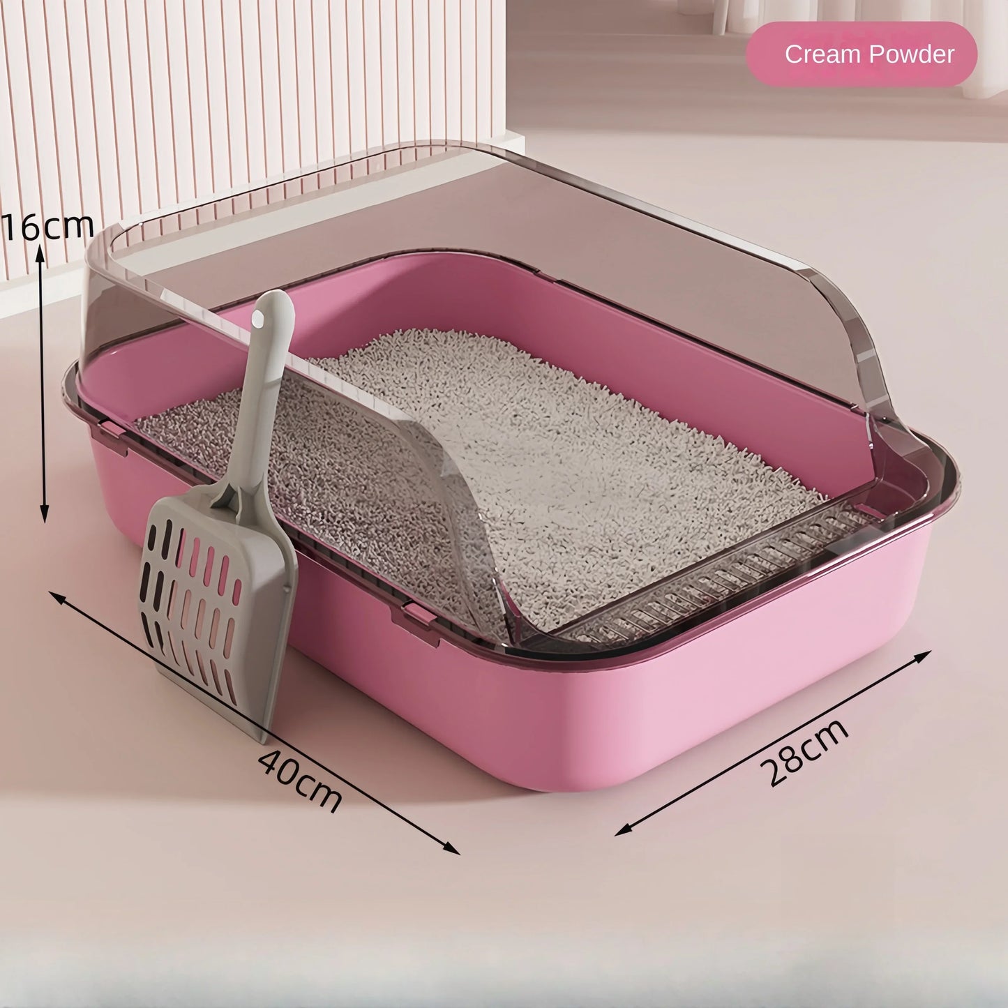 Open Cat Litter Box Can Be Pulled Closed/Semi Closed Splashproof Easy Cleaning Installation Cat Toilet Cleaning Cats Litter Pan