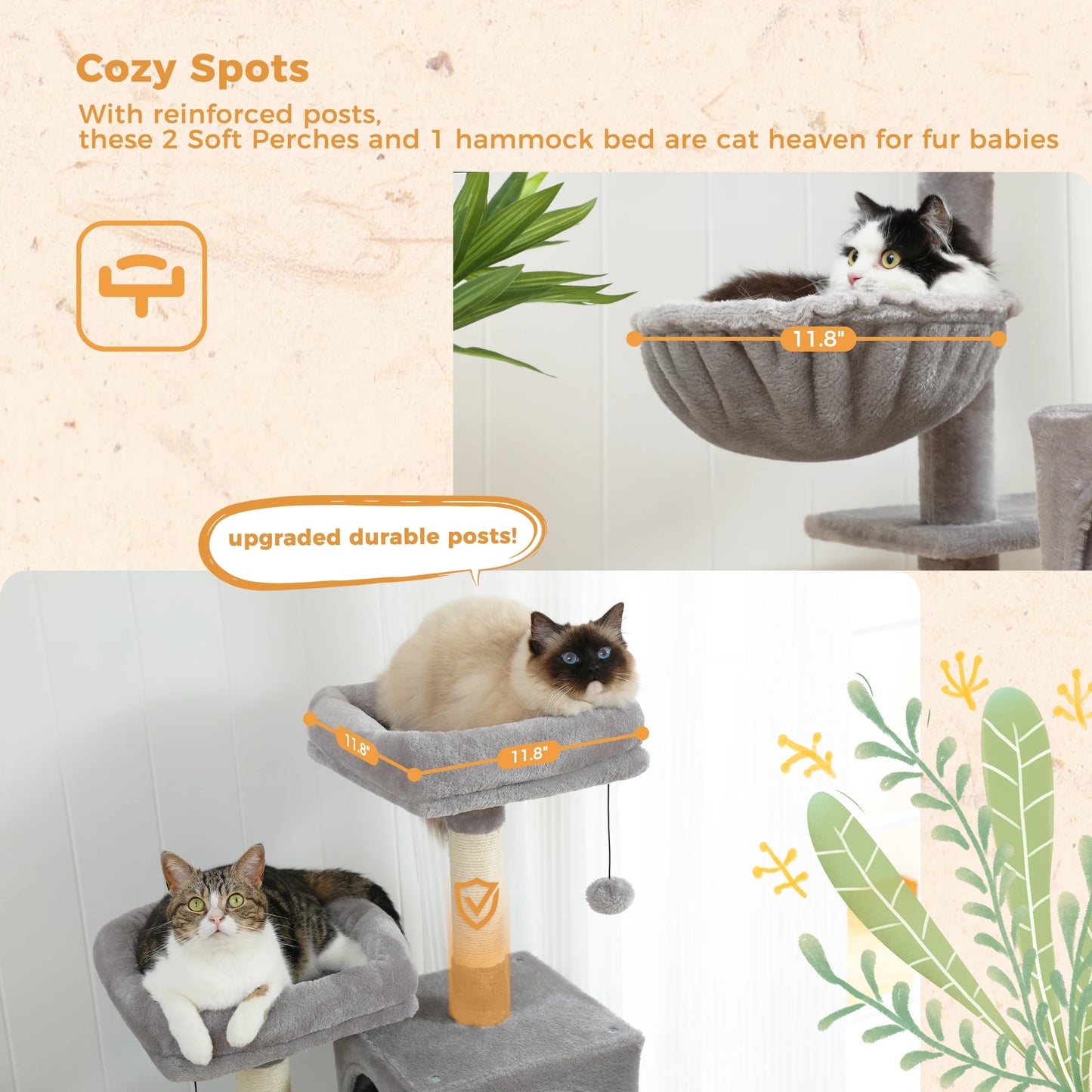 Luxury Pet Cat Tree House Condo Furniture Multi-Layer Cat Tower with Ladder Natural Sisal Scratching Post Climbing Jumping Toy