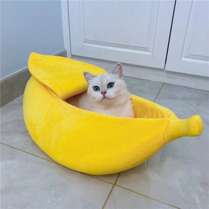 Banana Shaped Pet Bedding Comfortable Cat Nest Mat Winter Cushion Warm Soft Funny Kitten Sleeping Bag Cute Cozy Dog Accessories