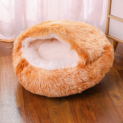 Pet Nest Warm Winter with Cover Pet Pad Anti-Kick with Quilt Dog House Semi-Closed Soft Half Bag Cat Nest, Cat Accessories Warm