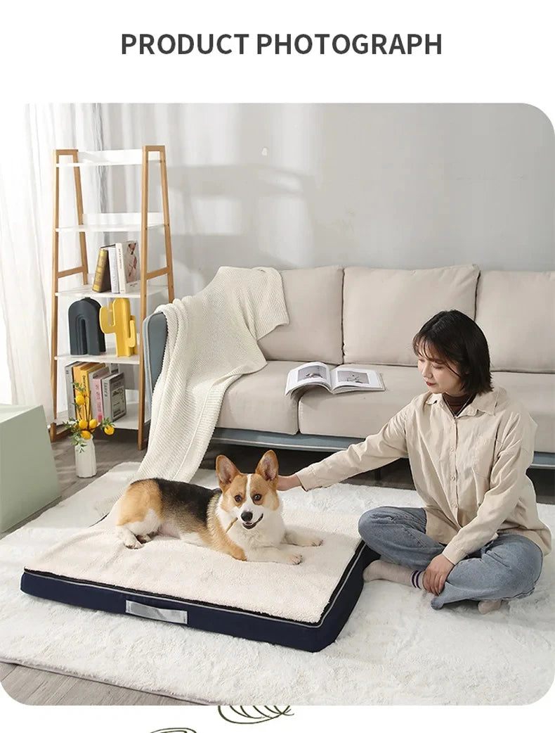 Big Pet Bed Plush Memory Foam Dog Bed for Large Dog Removable Washable Dog Mattress Pet Mat Nonslip Egg Kennel Pad Cat Sofa