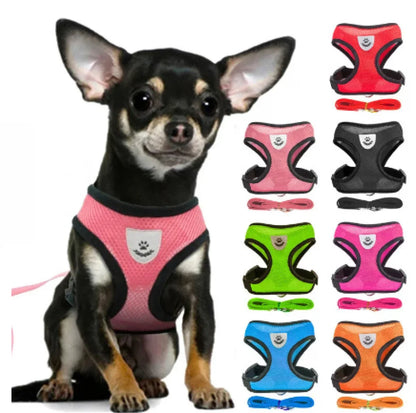 Dog Harnesses Leash Mesh Cloth Collars Puppy Breathable Reflective Anti-break Lead Dog Rope Adjustable Pet Supplies Bulldog