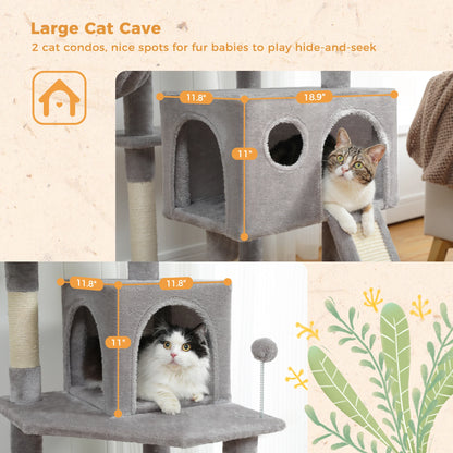 Luxury Pet Cat Tree House Condo Furniture Multi-Layer Cat Tower with Ladder Natural Sisal Scratching Post Climbing Jumping Toy