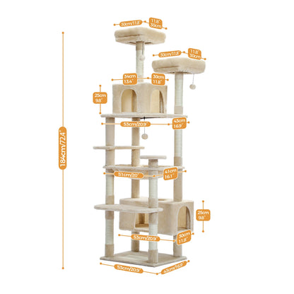 Luxury Pet Cat Tree House Condo Furniture Multi-Layer Cat Tower with Ladder Natural Sisal Scratching Post Climbing Jumping Toy