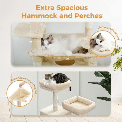 Luxury Pet Cat Tree House Condo Furniture Multi-Layer Cat Tower with Ladder Natural Sisal Scratching Post Climbing Jumping Toy