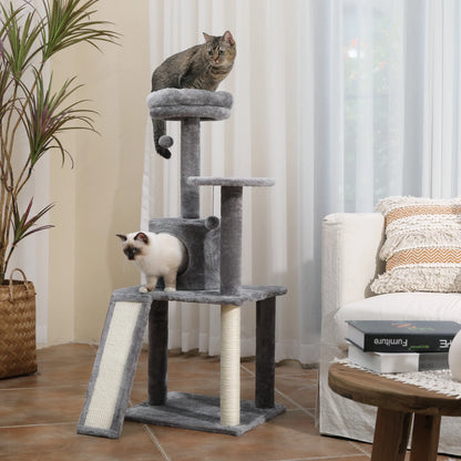 Luxury Pet Cat Tree House Condo Furniture Multi-Layer Cat Tower with Ladder Natural Sisal Scratching Post Climbing Jumping Toy