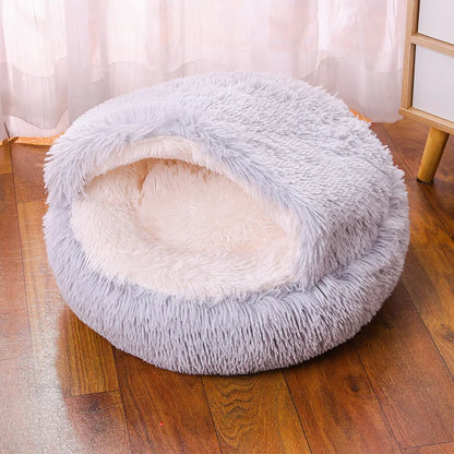 Pet Nest Warm Winter with Cover Pet Pad Anti-Kick with Quilt Dog House Semi-Closed Soft Half Bag Cat Nest, Cat Accessories Warm