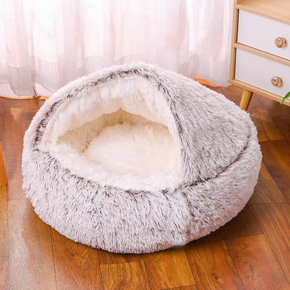 Pet Nest Warm Winter with Cover Pet Pad Anti-Kick with Quilt Dog House Semi-Closed Soft Half Bag Cat Nest, Cat Accessories Warm