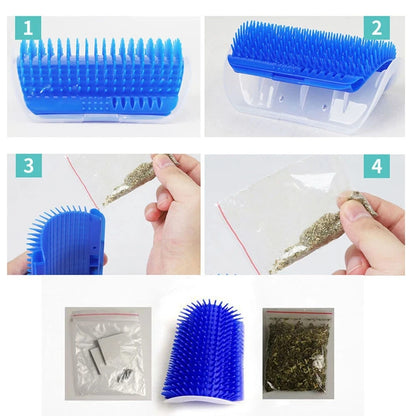 1PC Cat Self Groomer With Catnip Cats Wall Corner Massage Comb Brush Rubs The Face With A Tickling Soft Comb Pet Grooming Supply