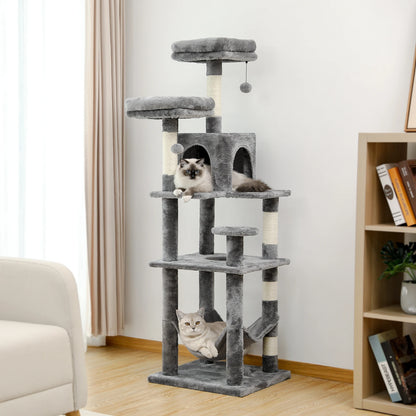 Luxury Pet Cat Tree House Condo Furniture Multi-Layer Cat Tower with Ladder Natural Sisal Scratching Post Climbing Jumping Toy