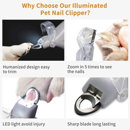 Pet Nail Clipper with LED Light Dog Cat Special Nail Clipper Multifunction Nail Trimmer Pet Cleaning Grooming Supplies