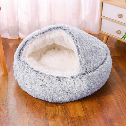 Pet Nest Warm Winter with Cover Pet Pad Anti-Kick with Quilt Dog House Semi-Closed Soft Half Bag Cat Nest, Cat Accessories Warm