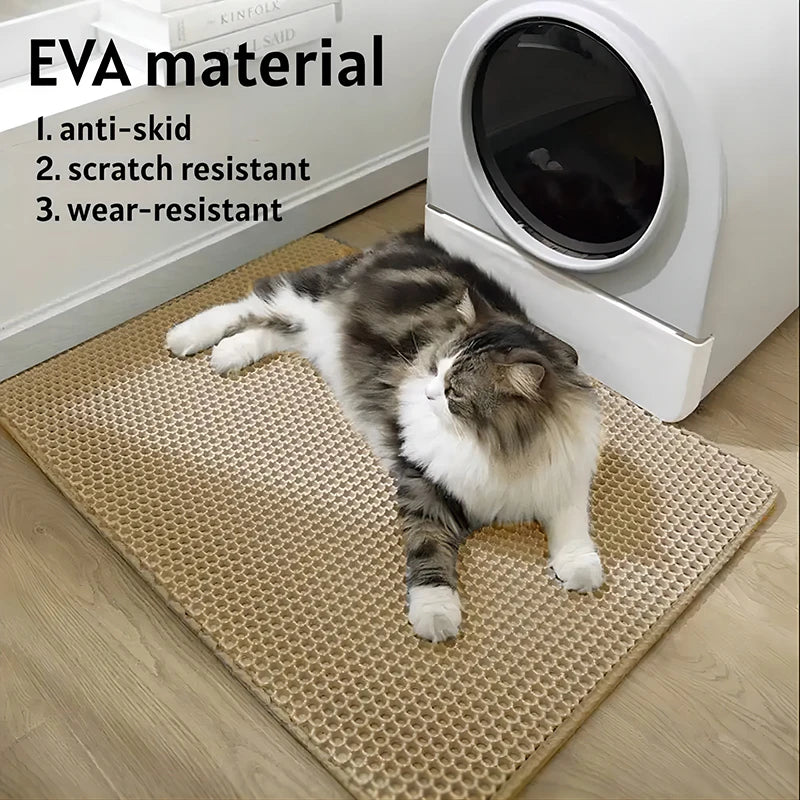 Cat Litter Mat Double Layer Waterproof Urine Proof Trapping Mat Easy to Clean Non-Slip Toilet Pad Cat Scratch Pad Large Foot Pad