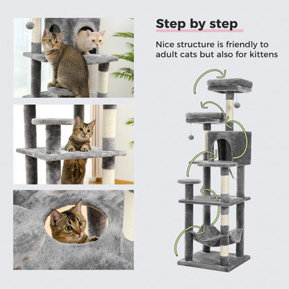 Luxury Pet Cat Tree House Condo Furniture Multi-Layer Cat Tower with Ladder Natural Sisal Scratching Post Climbing Jumping Toy