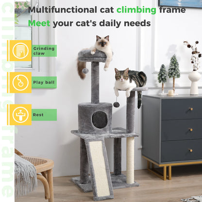 Luxury Pet Cat Tree House Condo Furniture Multi-Layer Cat Tower with Ladder Natural Sisal Scratching Post Climbing Jumping Toy