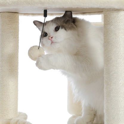 Luxury Pet Cat Tree House Condo Furniture Multi-Layer Cat Tower with Ladder Natural Sisal Scratching Post Climbing Jumping Toy