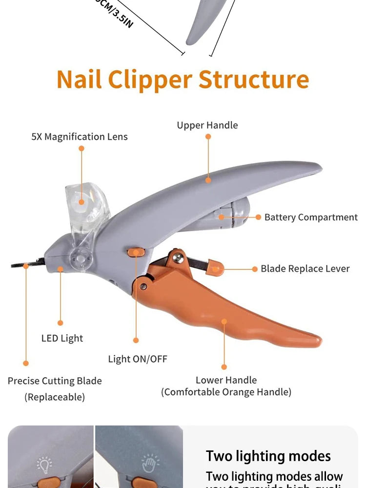 Pet Nail Clipper with LED Light Dog Cat Special Nail Clipper Multifunction Nail Trimmer Pet Cleaning Grooming Supplies