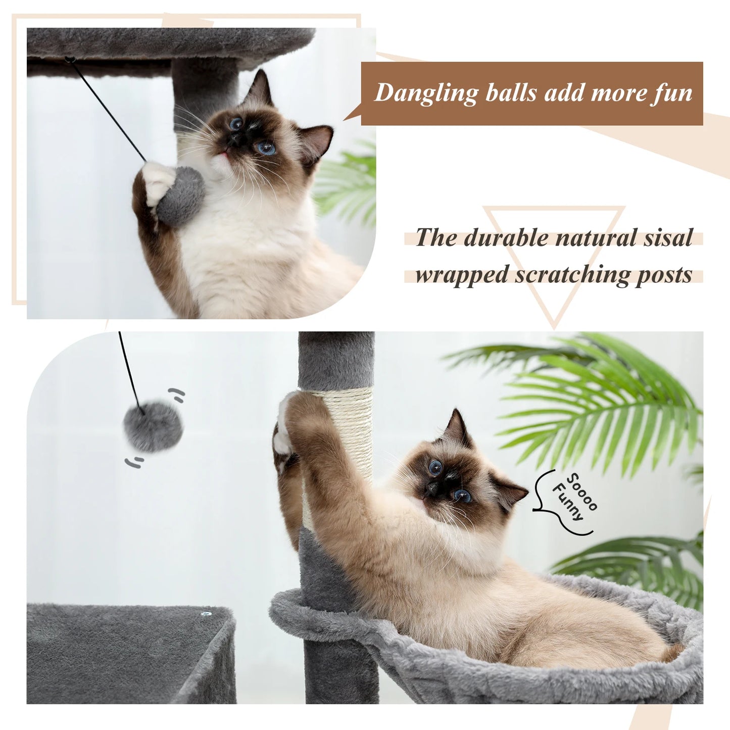 Luxury Pet Cat Tree House Condo Furniture Multi-Layer Cat Tower with Ladder Natural Sisal Scratching Post Climbing Jumping Toy